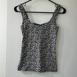 Material Girl |  Leopard Print Tank With Elastic Criss Cross Detail In Back